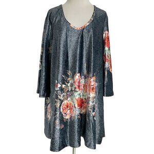 NEW Azalea by Firmiana 2XL  Top Blouse Tunic Velvet Floral